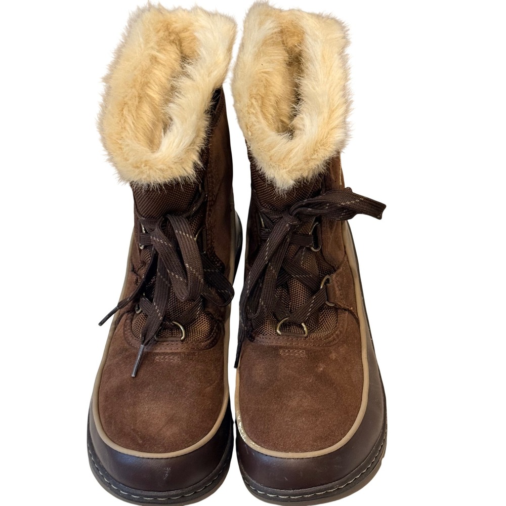 Sorel Tivoli III Waterproof Winter Boots Brown Suede Faux Fur Womens 8